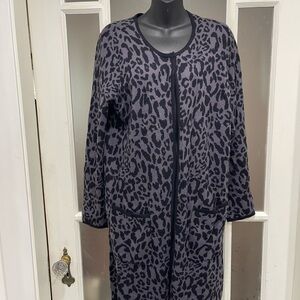 Jones New York Gray and Black Leopard Cardigan